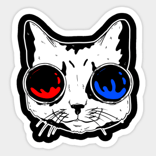 funny cat – Meowtrix (red pill or blue pill) (black variant) Sticker